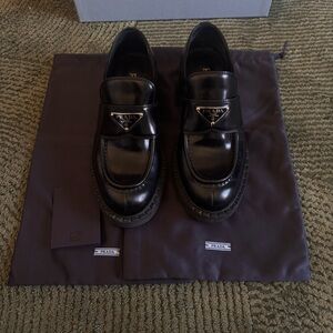 Prada Women’s Glossy Black Slip-On Platform Loafers